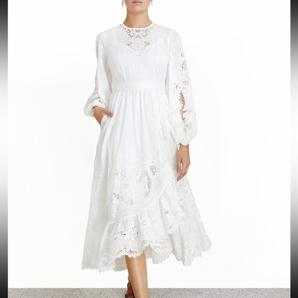 Zimmermann Lulu Scallop Frill Lace Dress